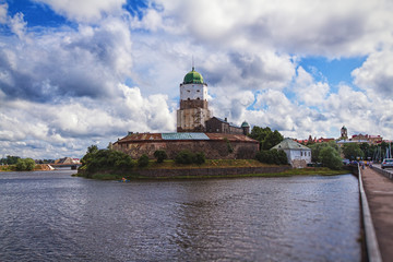 Fototapeta na wymiar Cityscape of Vyborg in summer day