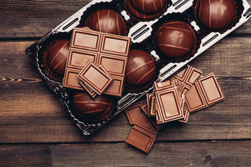 delicious milk chocolate, broken, cake, dessert