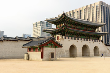The entrance of Gyeongbokgung Palace in South Korea.