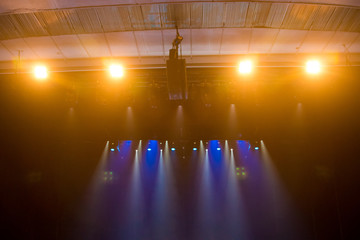 scene, stage light with colored spotlights