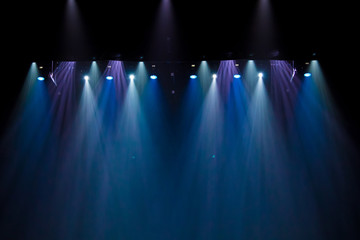 scene, stage light with colored spotlights
