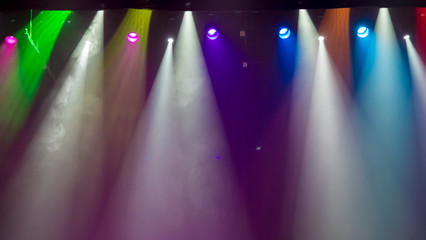 scene, stage light with colored spotlights