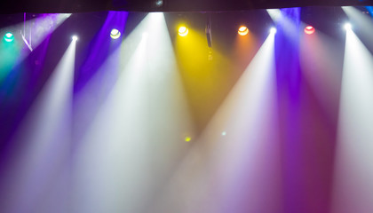 scene, stage light with colored spotlights