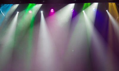 scene, stage light with colored spotlights