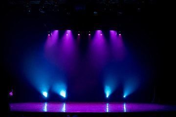 scene, stage light with colored spotlights