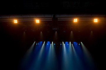 scene, stage light with colored spotlights