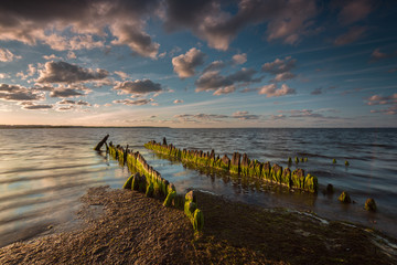 zachód słońca w rewie.morze bałtyckie