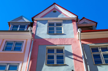 Fototapeta na wymiar Colorful houses of old town. Tallinn, Estonia