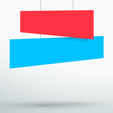 Infographic 2 Red Blue Title Boxes Hanging 3d Vector