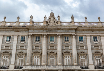 Fototapeta na wymiar Detail of the facade of Royal Palace of Madrid