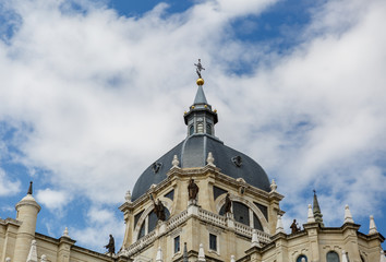 View of a part of the Almudena Cathedral in Madrid, Spain