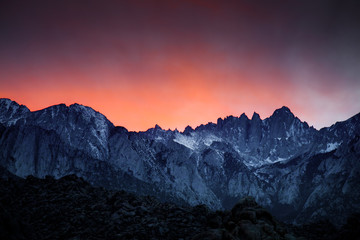 Sunset at Mount Whitney near the Alabama Hills, near Lone Pine,