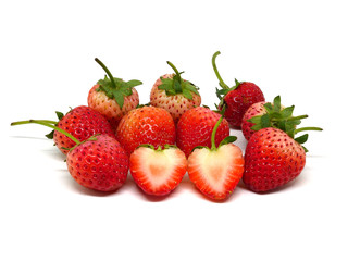 Fototapeta na wymiar Group of fresh strawberries isolated on white background.