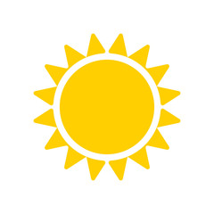 Yellow sun icon isolated on white background. Modern simple flat sunlight, sign. Trendy vector summer symbol for website design, web button, mobile app. Logo illustration - 134879833