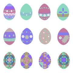  Easter  eggs  with colorful pattern on an isolated background