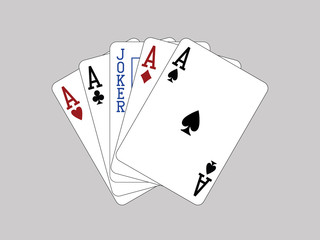 Playing Cards - Five of a Kind - Aces and Joker