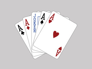 Playing Cards - Five of a Kind - Aces and Joker