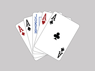 Playing Cards - Five of a Kind - Aces and Joker