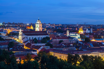 Fototapeta na wymiar Vilnius summer panorama of Old town from Gediminas Castle Tower