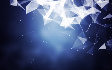 Abstract Polygonal Space Blue Background with Low Poly Connecting Dots and Lines - Futuristic HUD Background