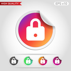 Colored icon or button of lock symbol with background