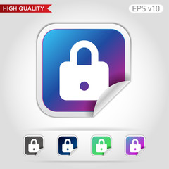 Colored icon or button of lock symbol with background
