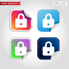 Colored icon or button of lock symbol with background