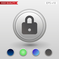 Colored icon or button of lock symbol with background