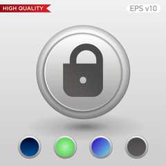 Colored icon or button of lock symbol with background