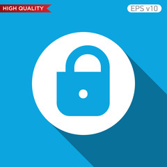 Colored icon or button of lock symbol with background