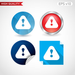 Colored icon or button of attention symbol with background