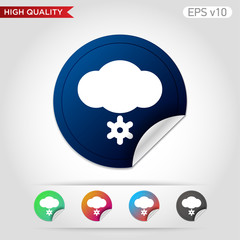 Colored icon or button of snow cloud symbol with background