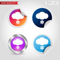 Colored icon or button of snow cloud symbol with background