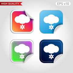 Colored icon or button of snow cloud symbol with background