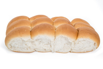 Pan bread rolls on white