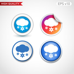 Colored icon or button of snow cloud symbol with background