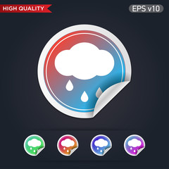 Colored icon or button of rain cloud symbol with background