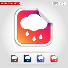 Colored icon or button of rain cloud symbol with background
