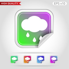 Colored icon or button of rain cloud symbol with background