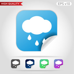 Colored icon or button of rain cloud symbol with background