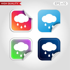 Colored icon or button of rain cloud symbol with background