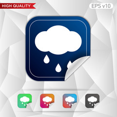 Colored icon or button of rain cloud symbol with background