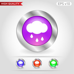 Colored icon or button of rain cloud symbol with background