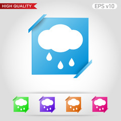 Colored icon or button of rain cloud symbol with background