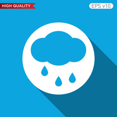 Colored icon or button of rain cloud symbol with background