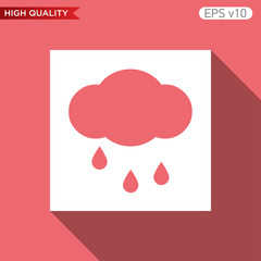 Colored icon or button of rain cloud symbol with background
