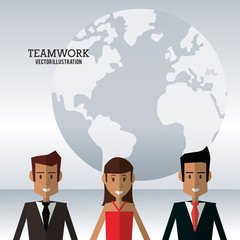 character people teamwork globe work vector illustration eps 10