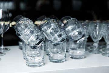 Glasses of whiskey on the table