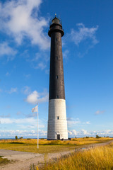 Sorve lighthouse against blue sky, Saaremaa island, Estonia