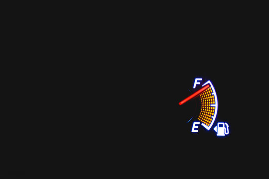 Fuel gauge on the black background